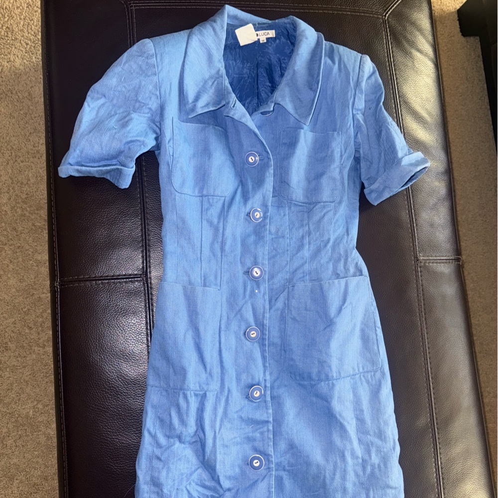 Luca Luca Women’s Blue Button-Up Dress 
Made in Italy